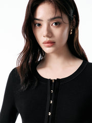 Women's Slim-Fit U-Neck Knit Cardigan