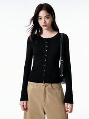 Women's Slim-Fit U-Neck Knit Cardigan