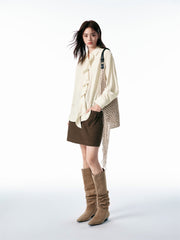 Women's Shirt with Detachable Ruffle Trim