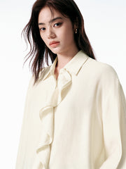 Women's Shirt with Detachable Ruffle Trim