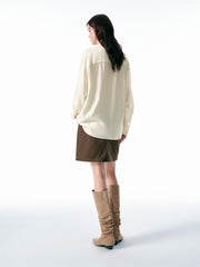 Women's Shirt with Detachable Ruffle Trim