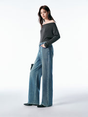 Women's Vintage Washed Wide-Leg Jeans
