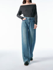 Women's Vintage Washed Wide-Leg Jeans