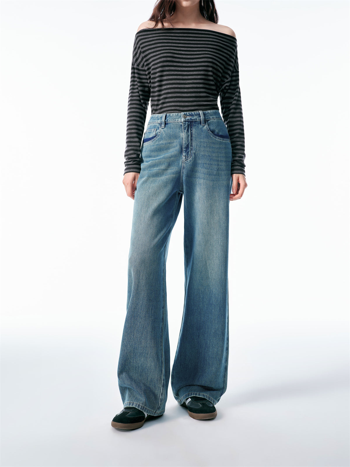 Women's Vintage Washed Wide-Leg Jeans