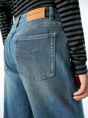 Women's Vintage Washed Wide-Leg Jeans