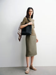 Women's Slim-Fit Mock-Neck Lyocell T-Shirt