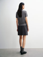 Women's Pure Wool Crewneck Short-Sleeve Knit Top