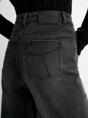 Women's Washed Wide-Leg Slightly Flared Pants