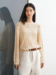 Women's Cropped Loose-Fit Cable-Knit Top