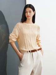 Women's Cropped Loose-Fit Cable-Knit Top