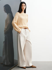 Women's Cropped Loose-Fit Cable-Knit Top