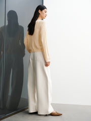 Women's Cropped Loose-Fit Cable-Knit Top