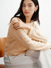 Women's Cropped Loose-Fit Cable-Knit Top