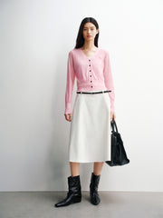 Women's Cropped V-Neck Knit Cardigan