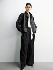 Women's Lambskin Stand-Collar Moto Jacket