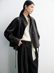 Women's Lambskin Stand-Collar Moto Jacket