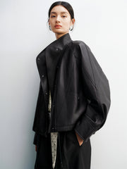 Women's Lambskin Stand-Collar Moto Jacket
