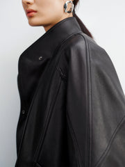 Women's Lambskin Stand-Collar Moto Jacket