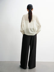 Women's Polka-Dot Long-Sleeve Shirt with Tie Neck