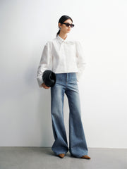 Women's Long-Sleeve Shirt with Detachable Tie