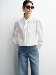 Women's Long-Sleeve Shirt with Detachable Tie