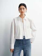 Women's Long-Sleeve Shirt with Detachable Tie