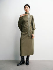 Women's Off-Shoulder Long-Sleeve Knit Dress