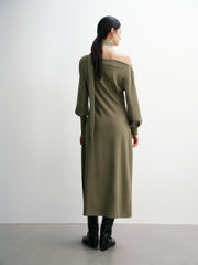Women's Off-Shoulder Long-Sleeve Knit Dress