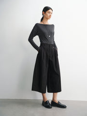 Women's Oversized High-Waist Cropped Straight-Leg Pants
