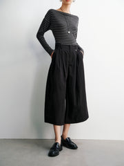 Women's Oversized High-Waist Cropped Straight-Leg Pants