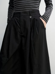 Women's Oversized High-Waist Cropped Straight-Leg Pants