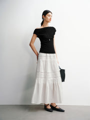 Women's High-Waist A-Line Tiered Skirt