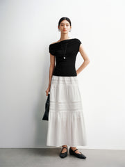 Women's High-Waist A-Line Tiered Skirt