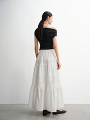 Women's High-Waist A-Line Tiered Skirt