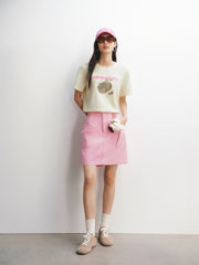 Women's Pomegranate Flocked Graphic T-Shirt