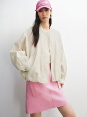 Women's Oversized Embroidered Bubble Baseball Jacket