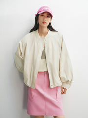 Women's Oversized Embroidered Bubble Baseball Jacket
