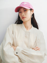 Women's Oversized Embroidered Bubble Baseball Jacket