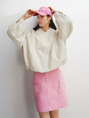 Women's Oversized Embroidered Bubble Baseball Jacket