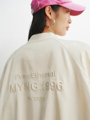 Women's Oversized Embroidered Bubble Baseball Jacket