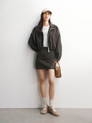 Women's Oversized Jacket with Side Seam Piping