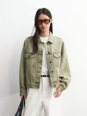 Women's Cropped Oversized Denim Jacket