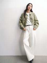 Women's Cropped Oversized Denim Jacket