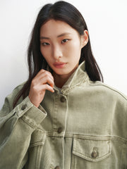 Women's Cropped Oversized Denim Jacket