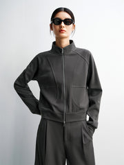 Women's Raglan-Sleeve Zip-Up Sweatshirt