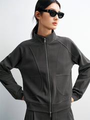 Women's Raglan-Sleeve Zip-Up Sweatshirt