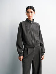 Women's Raglan-Sleeve Zip-Up Sweatshirt