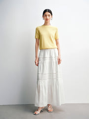 Women's Pure Wool Crewneck Short-Sleeve Knit Top