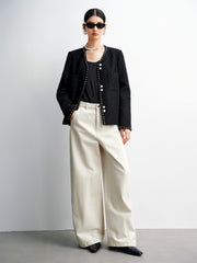 Women's High-Waist Oversized Curved-Leg Jeans