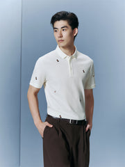 Men's Beige Sorona Cooling Embroidered Polo Shirt